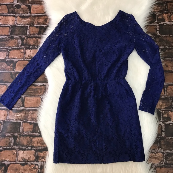 DV Dolce Vita Blue Lace Long Sleeve Sheath Dress - Picture 11 of 12